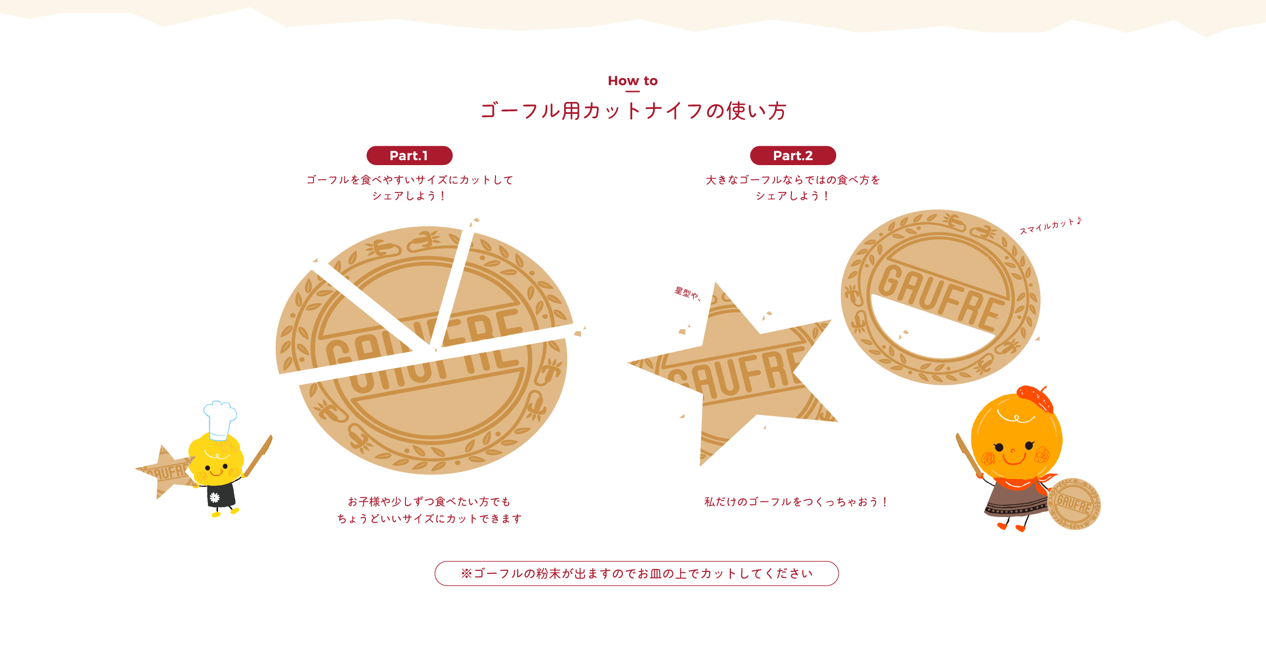 ゴーフル用カットナイフの使い方