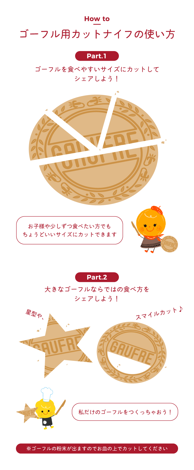 ゴーフル用カットナイフの使い方