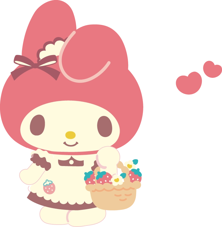 イチゴのかごを下げたマイメロディ